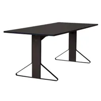 artek - table kaari reb012 chêne noir 160x80cm - noir/plateau de table en linoléum/pieds en chêne laqué noir/structure acier revêtu par poudre noire